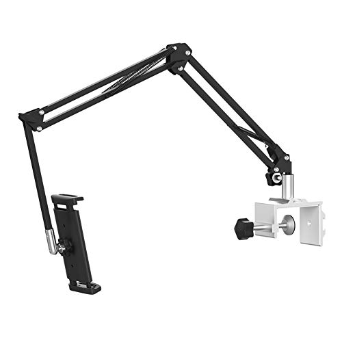 OHITEC Heavy Duty Phone/Tablet Metal Holder Universal Mobile Cell Smartphone Mount Lazy Bracket 360° Rotation Gooseneck Clamp Stand Flexible Long Arm (Desktop/Bedside, Long, Black)