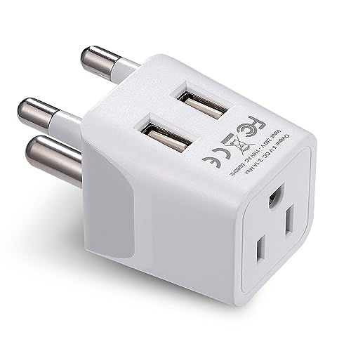Ceptics South Africa, Botswana Travel Adapter Plug With Dual USB + USA Input - Type M - Ultra Compact - Safe Grounded Perfect for Cell Phones, Laptops, Camera Chargers and More (CTU-10L)
