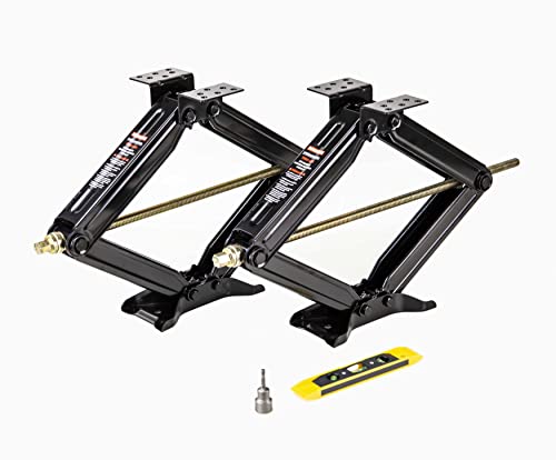 ROCKMAN RV Camper Trailer Stabilizer Leveling Scissor Jacks w/Socket & Level 24' 7500lbs Set 2