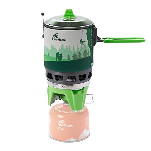 Fire-Maple 'Fixed Star 3' Personal Cooking System | Pot/Jet Burner Stove System with Electric Ignition | Ideal for Hiking, Camping, Backpacking, Fishing, Hunting Trips and Emergency Use, Green