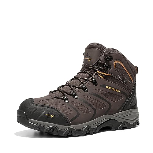 NORTIV 8 Mens Hiking Boots Waterproof Work Outdoor Trekking Backpacking Mountaineering Lightweight Shoes Size 10 M US Brown/Black/Tan,160448_M Armadillo 1.