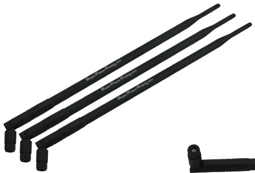 Super Power Supply 3 x 9dbi 2.4GHz 5GHz Dual Band WiFi RP-SMA Antenna for Routers Asus RT-AC66U RT-N66U RT-N16 AC1750 D-Link DIR-655 DIR-665 N900 Buffalo WZR-HP-G450H Netgear Nighthawk R7000 Linksys