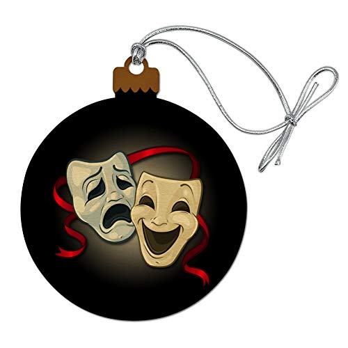 Drama Comedy Tragedy Masks Theater Wood Christmas Tree Holiday Ornament