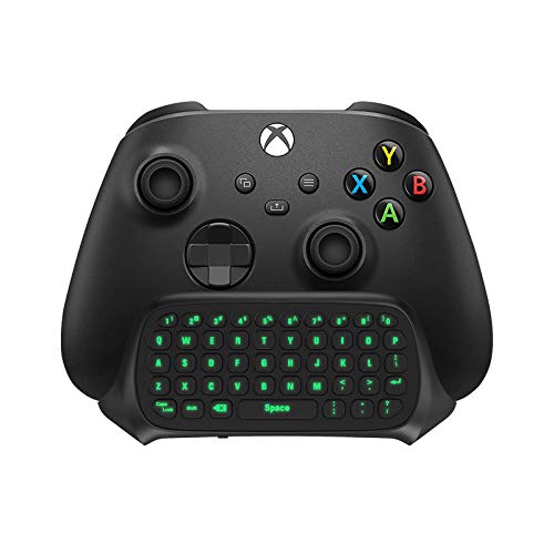 TiMOVO Green Backlight Keyboard for Xbox One, Xbox Series X/S,Wireless Chatpad Message KeyPad with Headset & Audio Jack,Mini Game Keyboard Fit Xbox One/One S/One Elite/2, 2.4G Receiver Included, Black