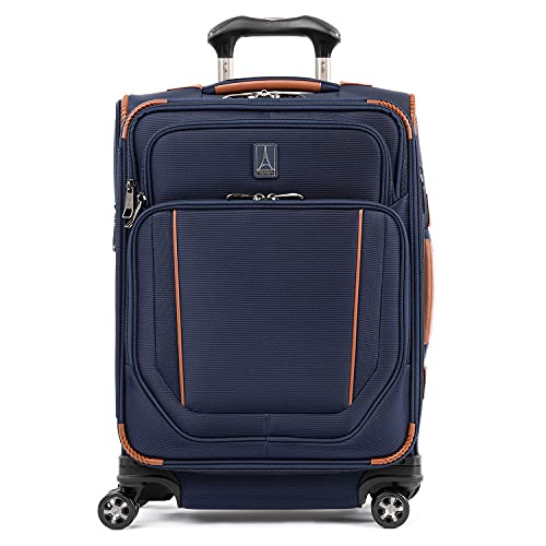 Travelpro Crew Versapack Softside Expandable 8 Spinner Wheel Carry on Luggage, USB Port, Men and Women, Patriot Blue, Carry on 21-Inch
