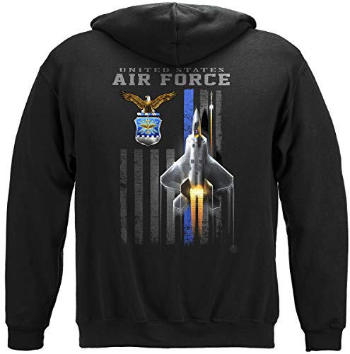 Erazor Bits Airforce Hoody - Air Force Clothes Hoodie Long Sleeve -Black Medium