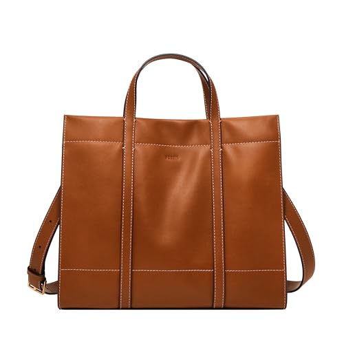 Fossil Women's Carmen Leather Shopper Tote Purse Handbag, Brandy (Model: ZB7938213)