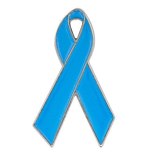 PinMart Awareness Enamel Lapel Pin – Nickel Plated Light Blue Ribbon Pin – Men’s Health Ribbon or Prostate Cancer Prevention Awareness – Jewelry Brooch Pin with Secure Clutch Back