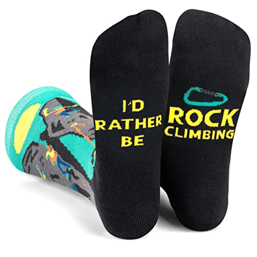I'd Rather Be - Funny Socks Novelty Gift For Men, Women and Teens (Rock Climbing)