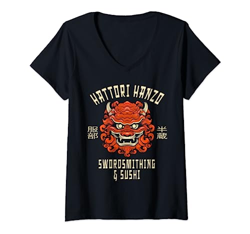 Hattori Hanzo Sword And Sushi V-Neck T-Shirt