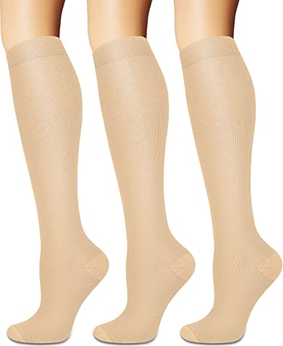 Compression Socks for Women and Men Circulation (3 Pairs) - Best for Medical,Nursing,Running,Travel Knee High Socks