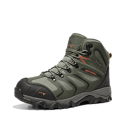 NORTIV 8 Mens Hiking Boots Waterproof Work Outdoor Trekking Backpacking Mountaineering Lightweight Shoes Size 9 M US Army/Green/Black/Orange,160448_M Armadillo 1.