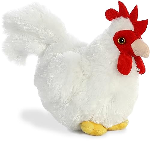 Aurora Adorable Mini Flopsie Chicken Stuffed Animal - Playful Ease - Timeless Companions - White 8 Inches