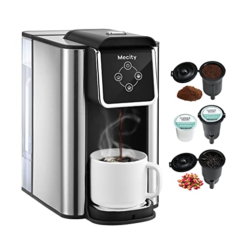 Mecity Coffee Maker 3-in-1 Single Serve Coffee Machine, Compatible with K-cup Coffee Capsule, Instant Coffee Brewer, Loose Tea maker, 6,8,10 Ounce Cup, Removable 50 Oz Water Reservoir, 120V 1150W