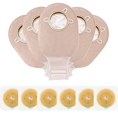 Carbou 21 PCS Ostomy Supplies Colostomy Bags Two Piece Drainable Pouches with Closure 12', Ileostomy Stoma Care,Cut-to-Fit(15pcs Bags+6pcs Barrier)