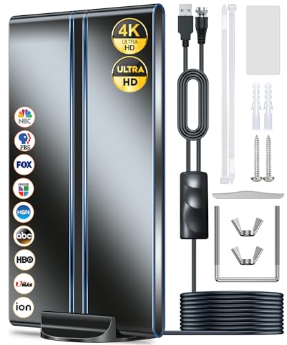2024 Upgraded 1000+ Miles Amplified Indoor Outdoor TV Antenna for Smart TV,360° Reception,Premium Digital HDTV Antenna,Amplifier Signal Booster/35ft Coax Cable,Support 8k 4K 1080p &All Older TV's