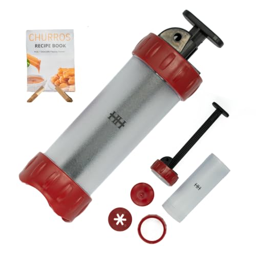 Hill HJEM Churro Kit -Complete Churro Making Kit with Adjustable Plunger Control, Specialized Piping Tip, Custom Box, Filling Tip, & Recipe Book - Churro Maker Machine | Maquina Para Hacer Churros