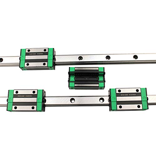 Linear Guide Rail 2 X HGR 20-1200mm Linear Slide Rail + 4 X Bearing Blocks Linear Guideway Rail for DIY CNC Routers Lathes Mills