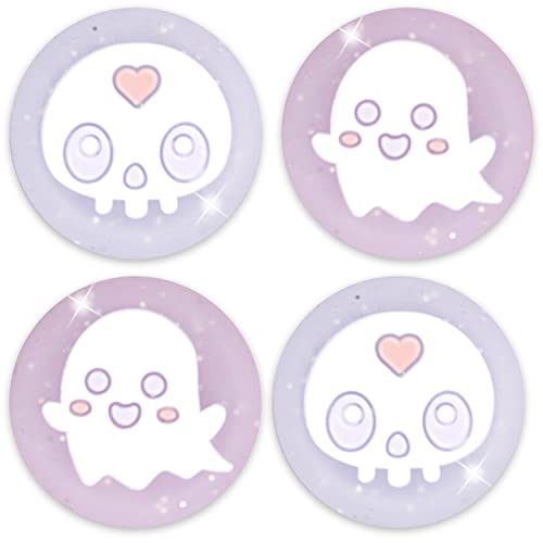 BelugaDesign Ghost Thumb Grips | Big Glitter Halloween Gothic Clear Jelly Joystick Grip Button Caps | Compatible with Sony Playstation PS5 PS4 Xbox Series X S Nintendo Switch Pro Controllers