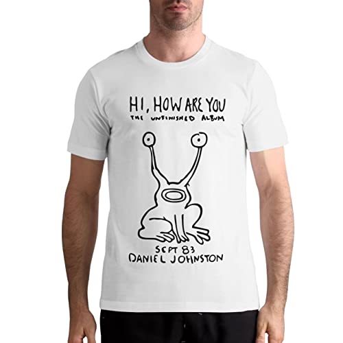 NEWCREATEES Men's T-Shirt Daniel Singer Johnston Hi,How are You Crew Neck Shirts Short Sleeve Tees Summer Cotton Top White Large