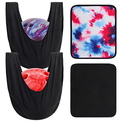 Anglekai 2+2 Bowling Seesaw Bag/Bowling Ball Towel, 10' x 8' Bowling Shammy Pad Shammy Bowling Towel with Easy Grip Dots, Non-Slip Bowling Polisher Bag for Clean/Storage Bowling Ball Towel
