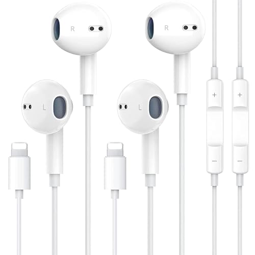 2 Pack for Apple Earbuds iPhone Headphones Lightning Wired Earphones [Apple MFi Certified] Built-in Mic & Volume Control Compatible with iPhone 14/13/12/11/8/Pro/Pro Max，Support All iOS System.
