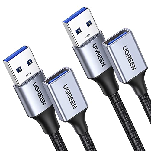 UGREEN 2 Pack 3 FT USB 3.0 Extension Cables - Nylon Braided Extenders for Webcam, Camera, Phone, USB Hub, Mouse, Keyboard, Printer, Hard Drive, Headset