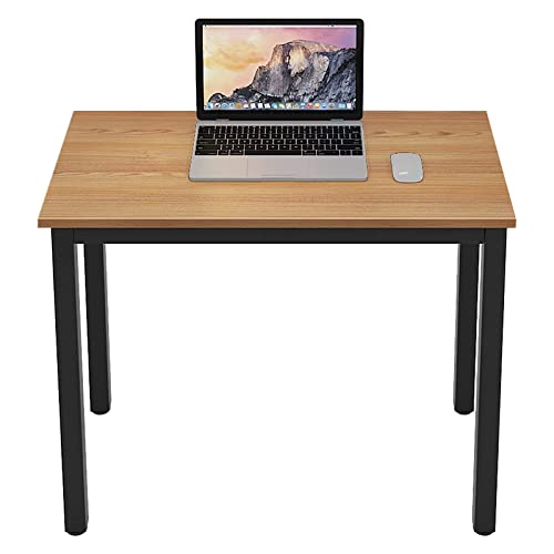 DlandHome 31.5 inches Small Computer Desk for Home Office Activity Table Writing Table for Small Spaces Study Table Student Laptop Desk Teak and Black DND-AC3BB-8040