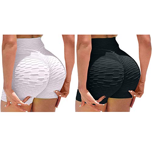 Bblulu Women Workout Shorts Brazilian Textured Booty Shorts Anti-Cellulite Scrunch Butt Lift Yoga Short Stretchy Biker Shorts