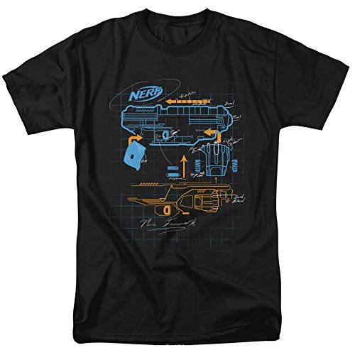 Nerf Deconstructed Nerf Gun Unisex Adult T-Shirt for Men and Women, Black, Medium