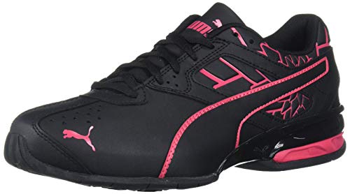 PUMA Women's TAZON 6 GRAPHIC Cross Training Sneaker, Puma Black-Nrgy Rose, 8