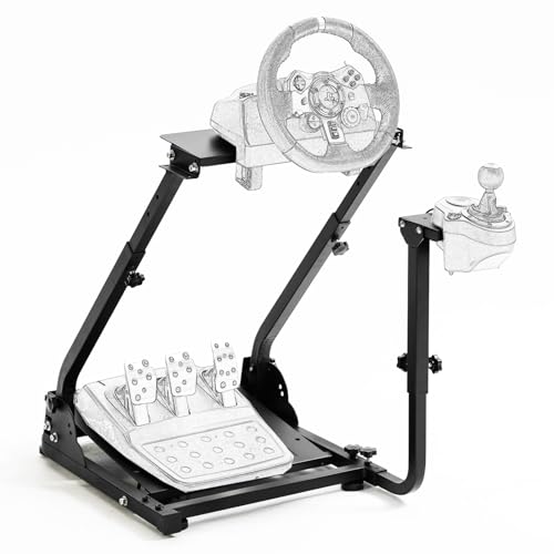 Marada Racing Wheel Stand with Adjustable Shifter Mount fit for Logitech,Thrustmaster, G920 G29 G27 G25 T300, Foldable Steering Wheel Stand Gaming Simulator Mount, Wheel Pedal Not Include