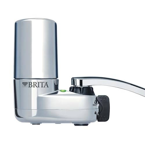 Brita Water Filter for Sink, Faucet Mount Water Filtration System for Tap Water, Reduces 99% of Lead, Chrome