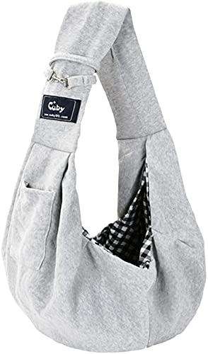 CUBY Dog and Cat Sling Carrier - Hands Free Reversible Pet Papoose Bag - Soft Pouch and Tote Design - Suitable for Puppy, Small Dogs Cats Outdoor (Classic Grey)