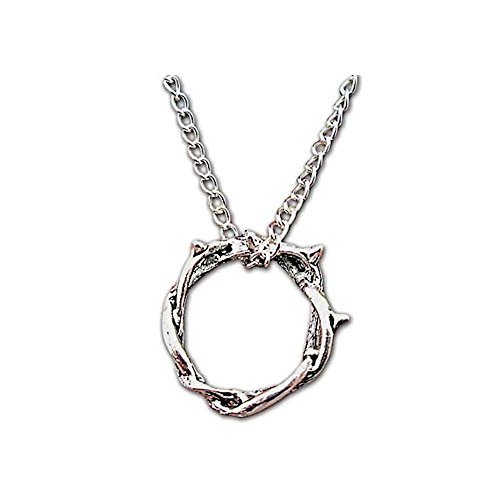 Sterling Gifts Jesus Crown of Thorns Antique Silver Necklace, Easter