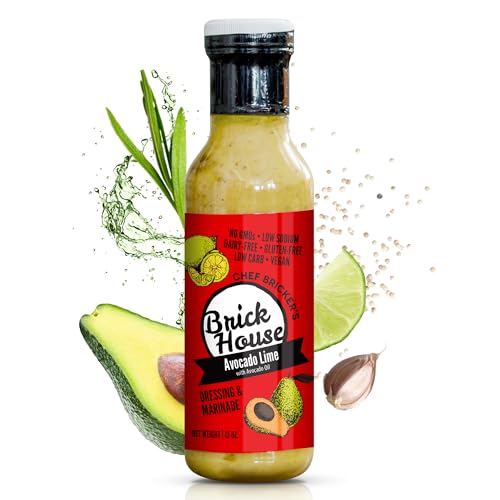 Avocado Lime Salad Dressing, Vegan Salad Dressing, Low Carb Avocado Ranch Salad Dressing, Non-GMO, & Low Sodium Salad Dressing by Brick House, 12 Oz