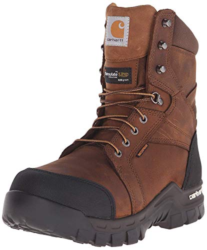 Carhartt mens Rugged Flex 8' Waterproof Insulated Comp Toe Boot Cmf8389 Construction Shoe, Brown, 9.5 Wide US