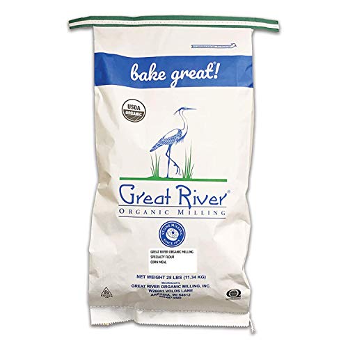 Great River Organic Milling, Specialty Flour, Corn Meal, Stone Ground, Organic, Non-GMO, 25-Pounds (Pack of 1)