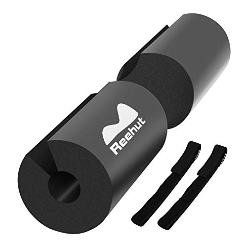 REEHUT Squat Pad Barbell Pad for Squats, Lunges and Hip Thrusts - Foam Sponge Pad Provides Relief to Neck and Shoulders While Training - Fit Standard and Olympic Bars Perfectly Black (Black)
