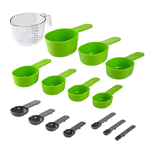 Prep Solutions 15 piece Magnetic Measuring Cups and Spoons Set - 8 Cups - 7 Spoons