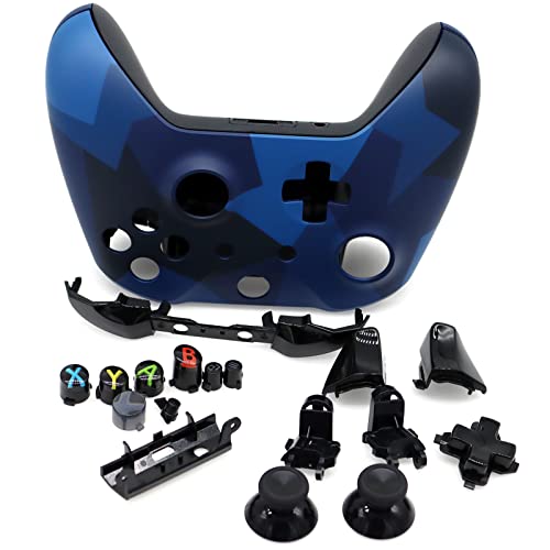 Deal4GO Full Housing Shell kit w/Thumbstick/Buttons/RB LB Bumper/Frontplate Replacement for Xbox One Controller Blue