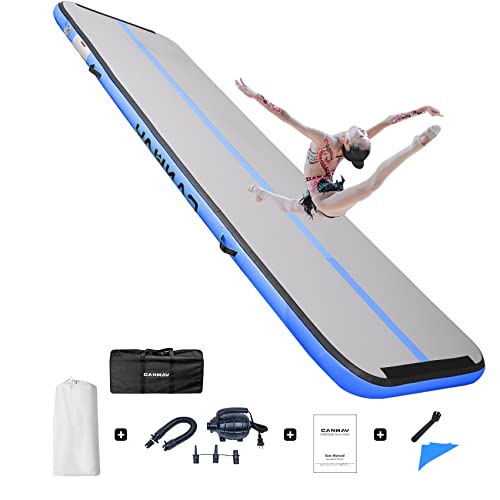 CANWAY Air Tumble Track Inflatable Gymnastics Mat 10ft/13ft/16ft/20ft Gymnastics Training Mat with Electric Air Pump for Home/Outdoor/Gym/Cheerleading/Yoga