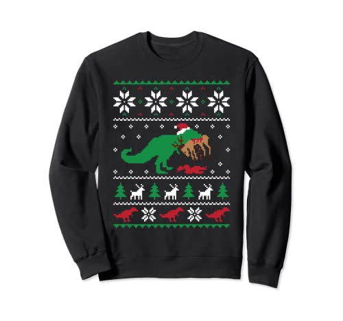 T Rex Eating Reindeer Funny Dinosaur Christmas Ugly Sweatshirt