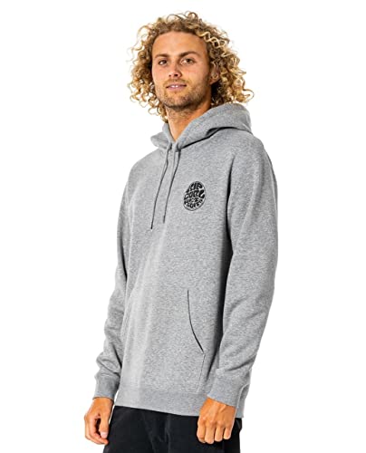 Rip Curl Wetsuit Icon Hooded Sweatshirt, Surf Pullover Hoodie for Men, Grey Marle, X-Large
