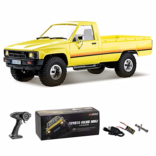 WOWRC FMS 1/18 RC Crawler Hliux 4WD Brushed RTR RC Car Official Licensed Model Car 4WD Hobby RC Crawler RC Car Remote Control Car with LED Lights Vehicle 3-Ch 2.4GHz Transmitter for Adults (HILUX)
