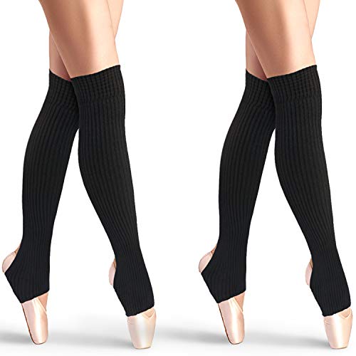 2 Pairs Stirrup Leg Warmers Straight Over the Knee Socks 21.65 Inch Ballet Dance Socks Yoga Latin Boot Cuffs Socks for Women and Girls