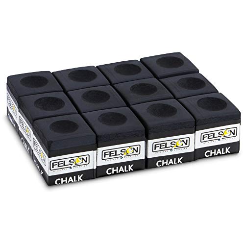 Felson Pool Chalk Cubes | Pool Table Accessories for Table Billiards | Pool Cue Chalk & Storage Box | Black 12 Count (Pack of 1)