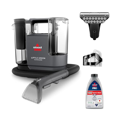 BISSELL Little Green Cordless Multi-Purpose Portable Deep Carpet and Upholstery Cleaner, Car and Auto Detailer with 25V Lithium-Ion Battery, 3682