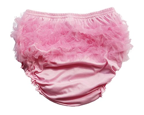 Haian ABDL Girls Ruffle Panties Chiffon Bloomers Diaper Cover (XX-Large, Pink & Pink)