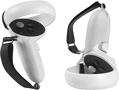 AFTRYOUGO Design Silicone Grip Cover Protector with Knuckle Straps Compatible with Quest 2 Accessories-White